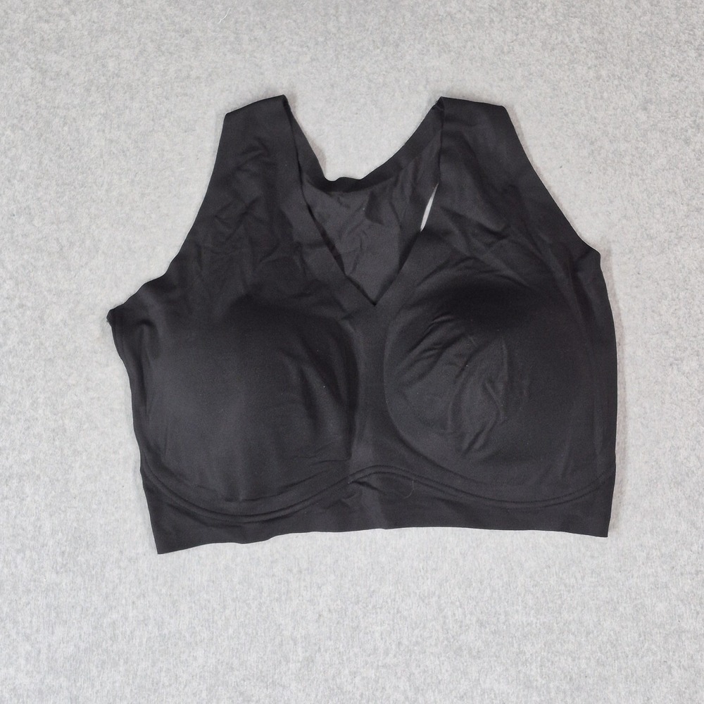 True & Co Women Bra XL Black Full Cup T Shirt Wireless Wide Strap Pullover